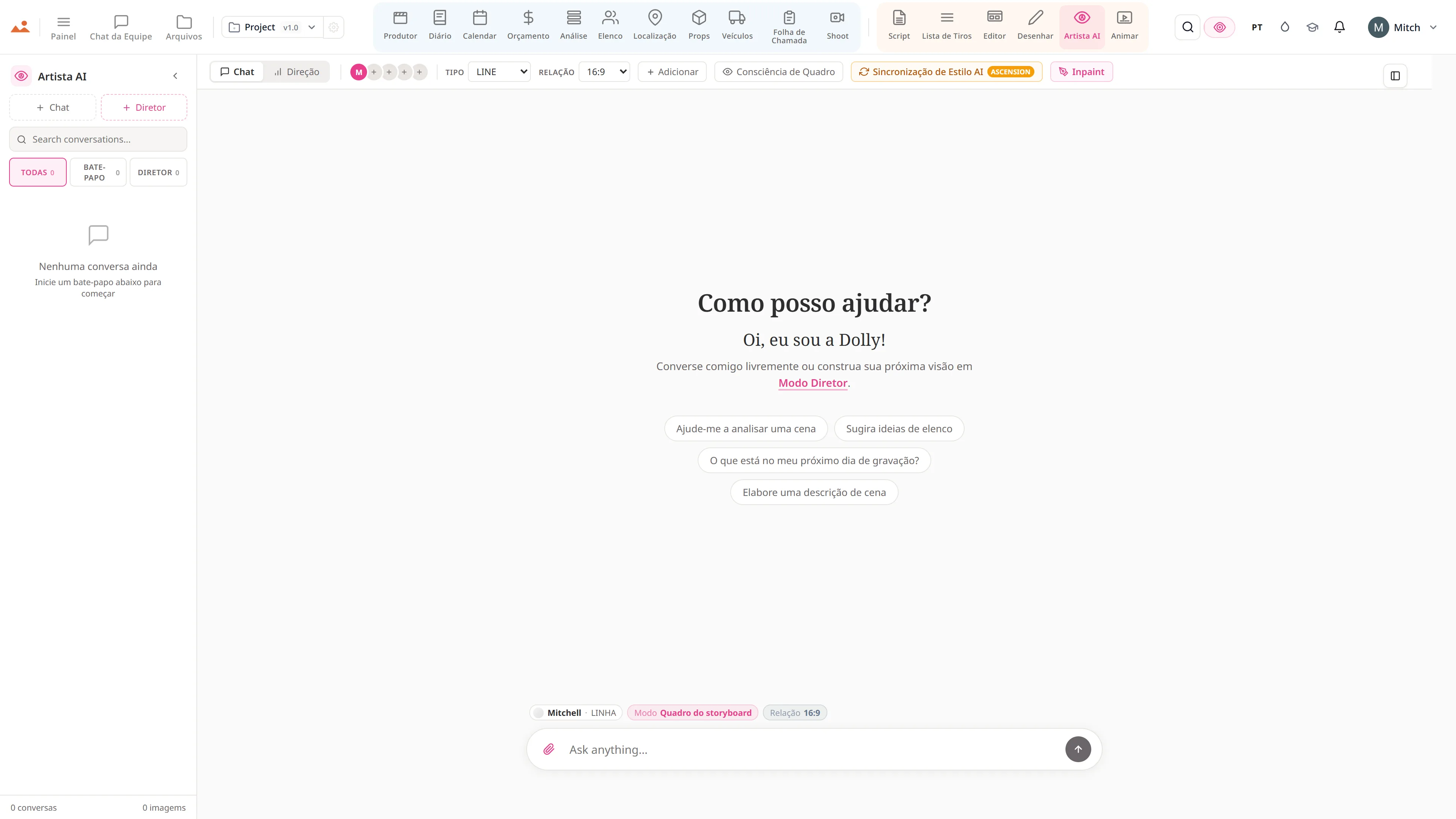 O aplicativo AI Artist na demonstração gratuita, gerando um Origin: Ascension quadro de storyboard no estilo da casa bloqueada do projeto.